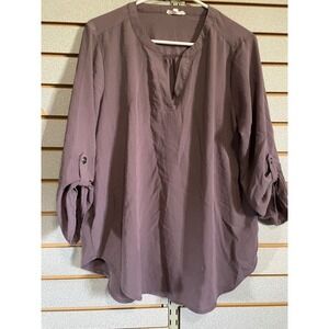 Maurice's Womens Tunic Top Blouse 3/4 Sleeve Button Tab Purple Casual
L‎